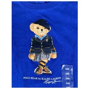 Ralph Lauren Polo‎ Bear T-Shirt Royal Blue Crew Neck Short Sleeve Top 9M New